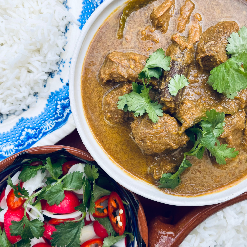 Frozen: Slow-cooked Indonesian beef rendang with lemongrass, galangal and coconut milk. Serves two