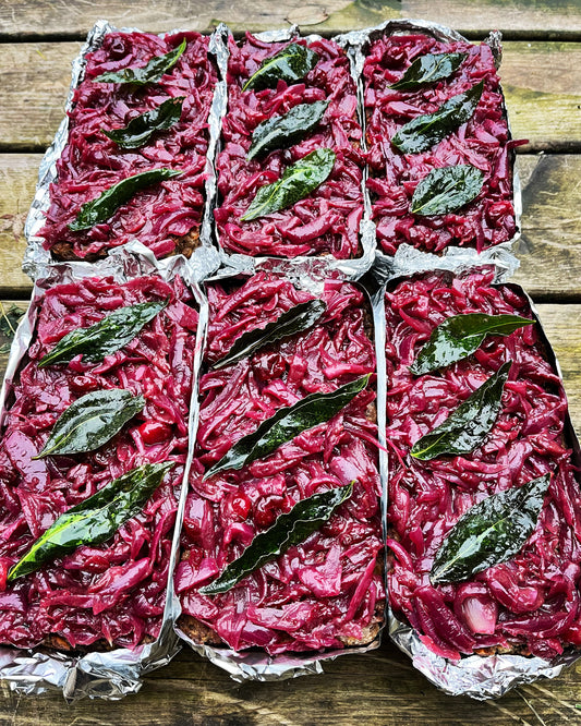 PRE-ORDER Frozen:  Chestnut, mushroom, stilton and hazelnut loaf with cranberries and red onion marmalade.  Vegetarian. Serves six-eight (order now for delivery 19th Dec)